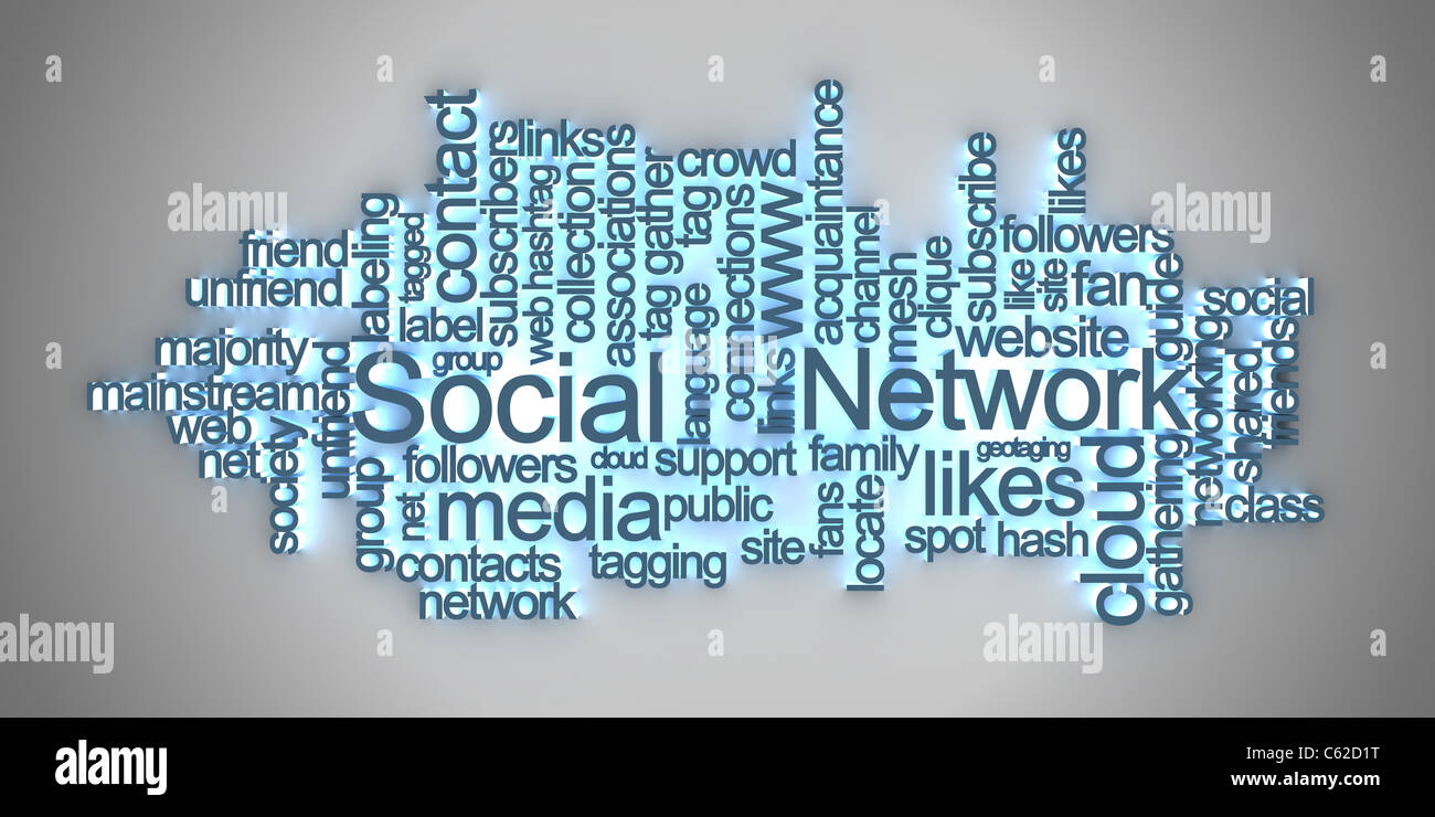 Social network tag cloud Foto Stock