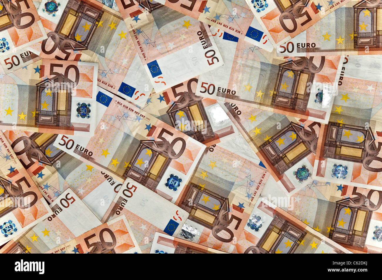 Cinquanta le banconote in euro Foto Stock