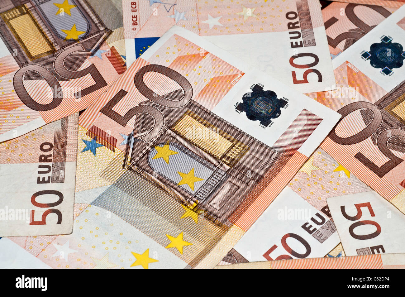 Cinquanta le banconote in euro Foto Stock