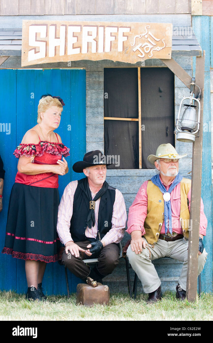 Rievocazione storica di sparare fuori all'OK Corral Foto Stock