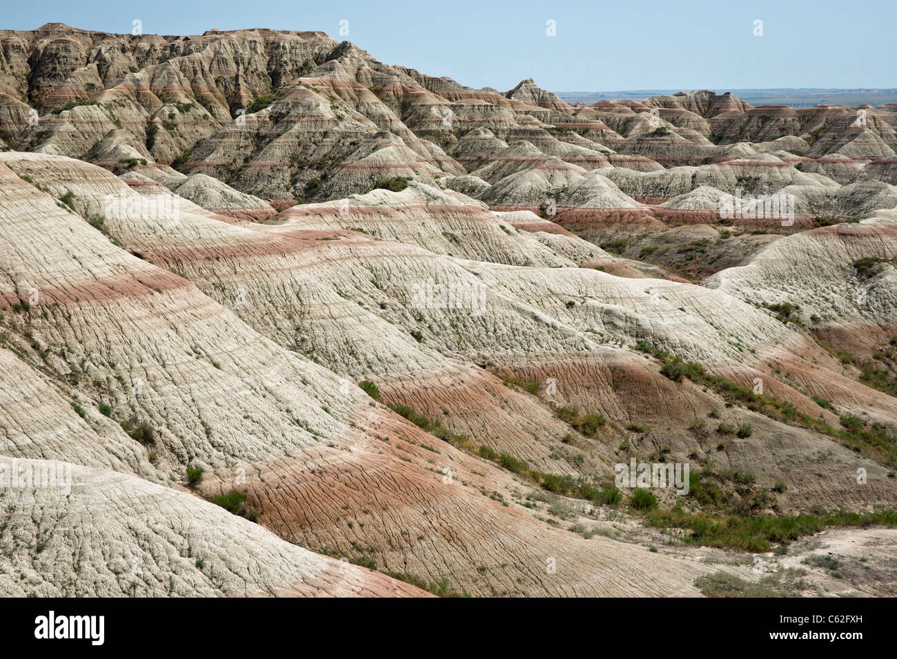 Il Badlands National Park nel South Dakota USA terreno roccioso e argilloso multicolore aspre colline paesaggio erosivo di montagna ad alta risoluzione Foto Stock
