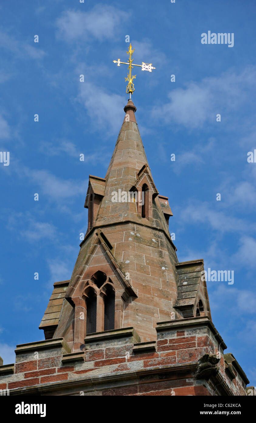 Weathervane e Steeple. Chiesa di San Giovanni. Skirwith, Cumbria, England, Regno Unito, Europa. Foto Stock