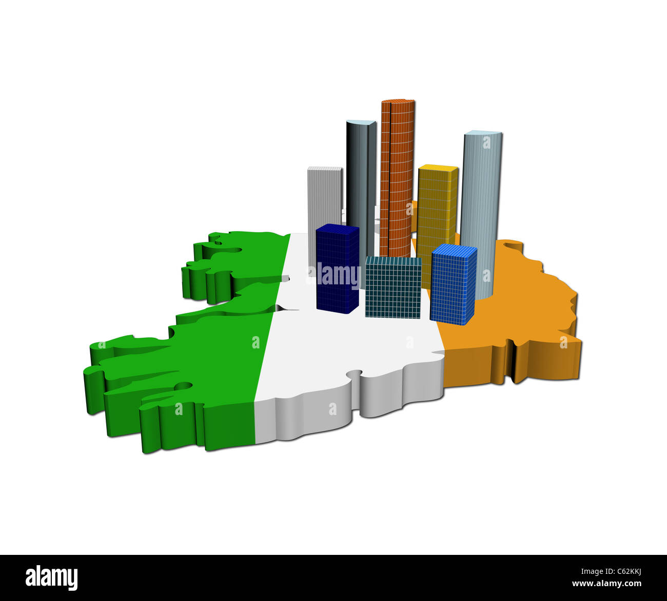 Abstract grattacieli in Irlanda bandiera mappa immagine Foto Stock
