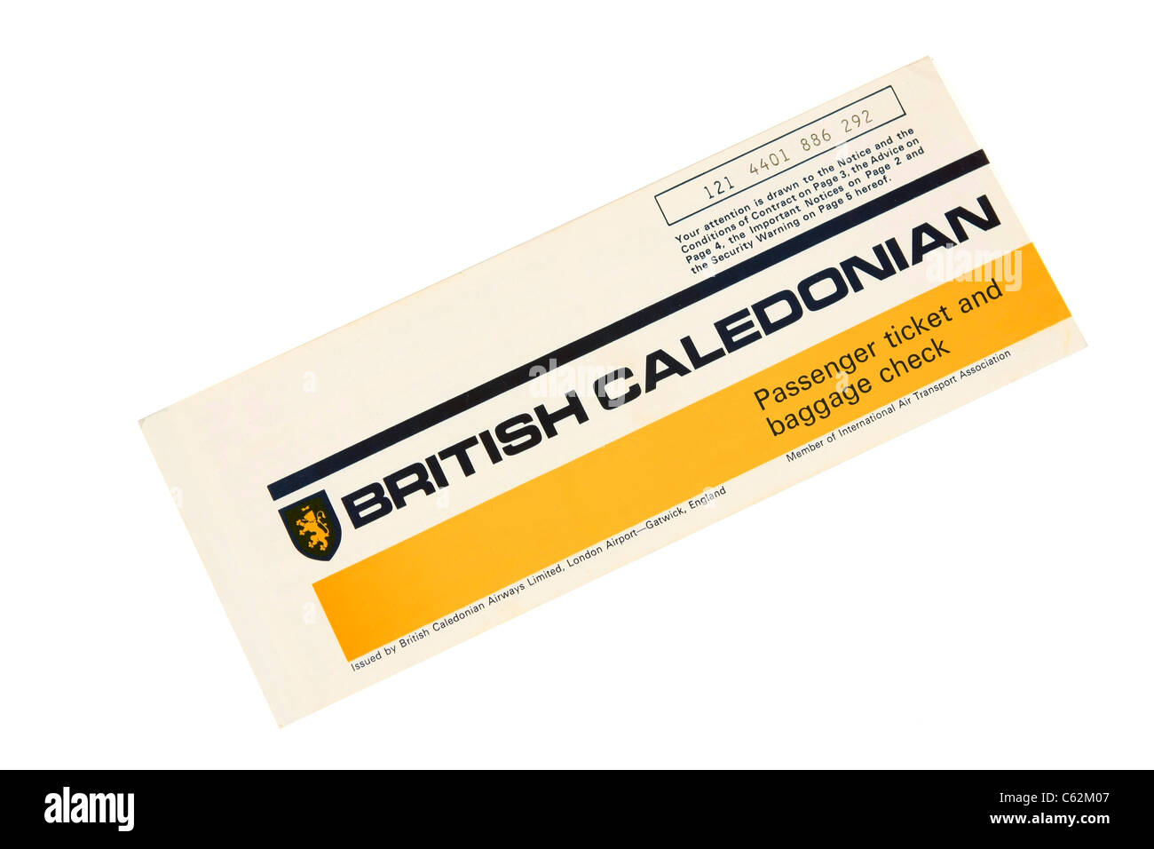 British Caledonian Airways il biglietto di volo Foto Stock