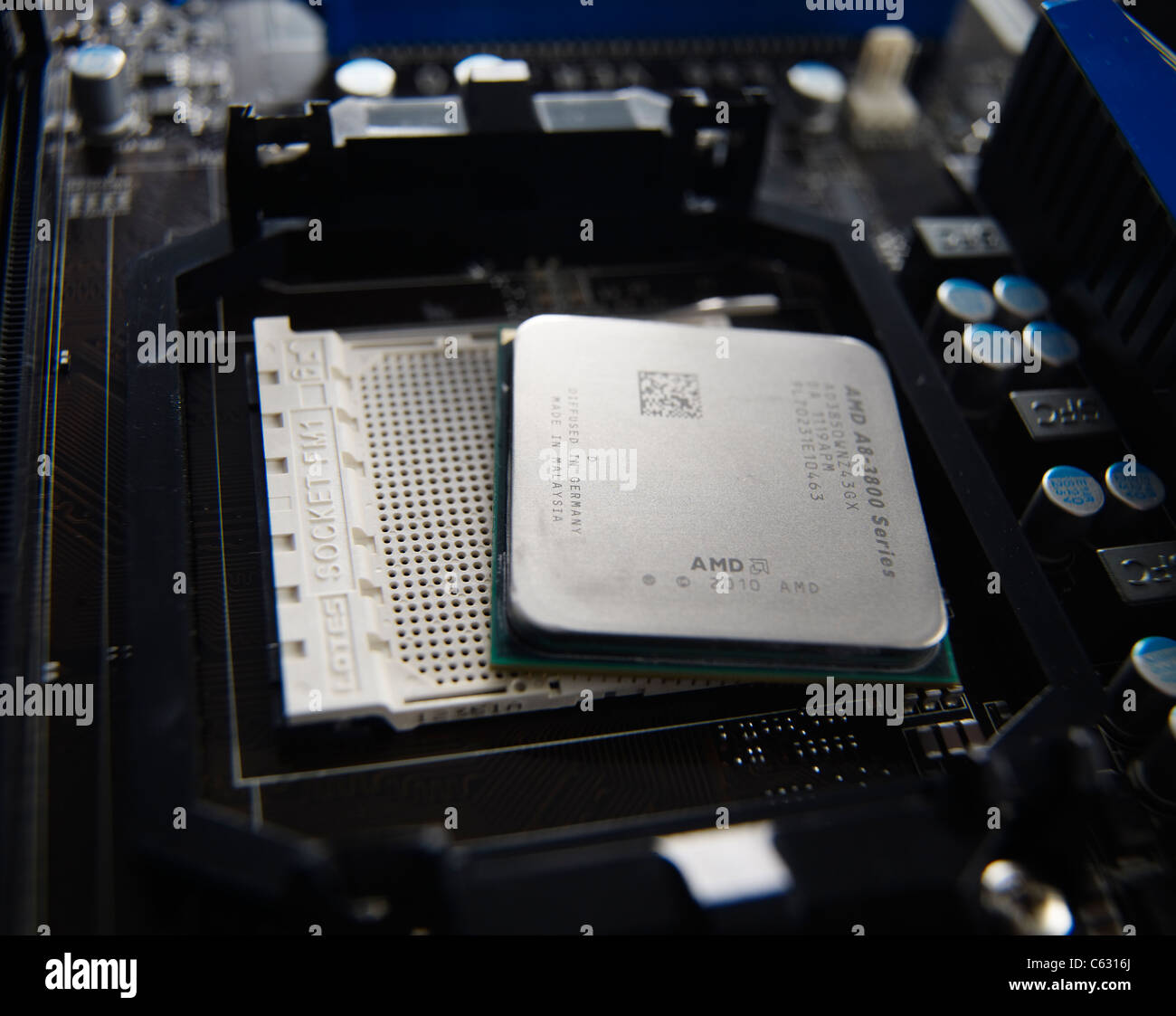 Cpu su una scheda madre Foto Stock