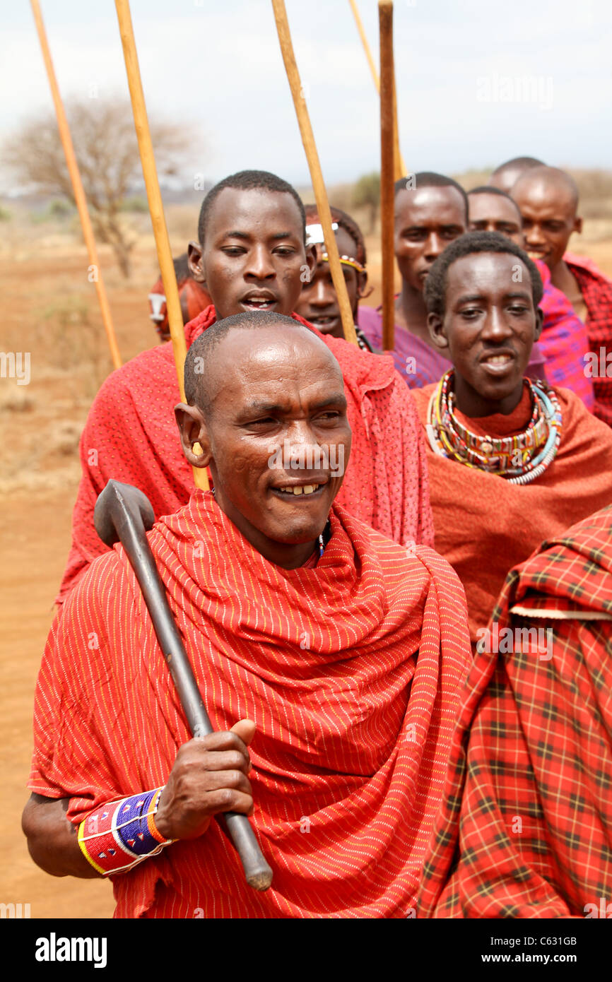 Gruppo di Masai uomini Foto Stock