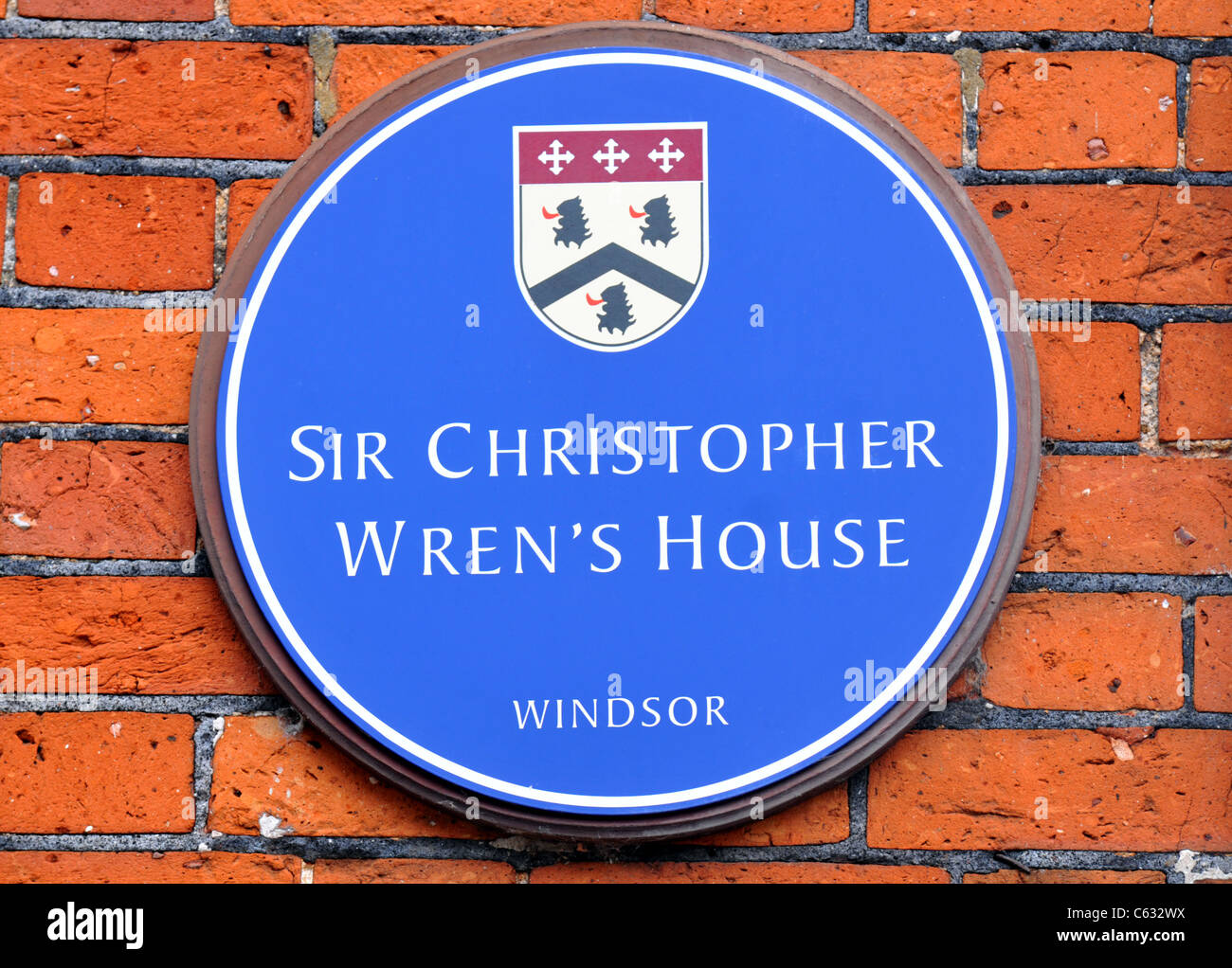 Sir Christopher Wren's House targa blu, Windsor, Berkshire, Inghilterra, Regno Unito Foto Stock