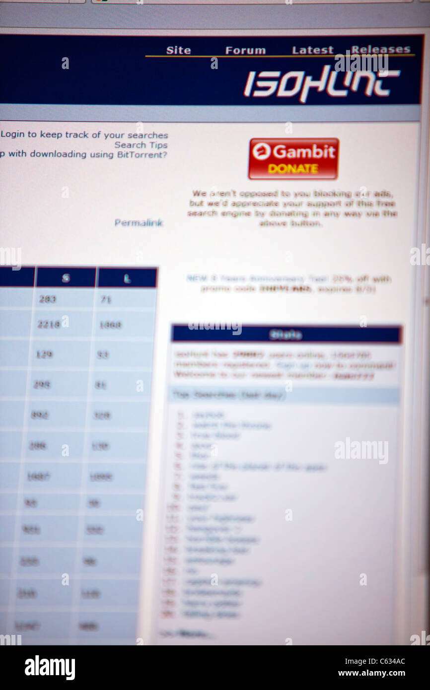 Il logo di bit torrent download illegale sito iso caccia alta res immagine presa da uno schermo di computer su internet Foto Stock