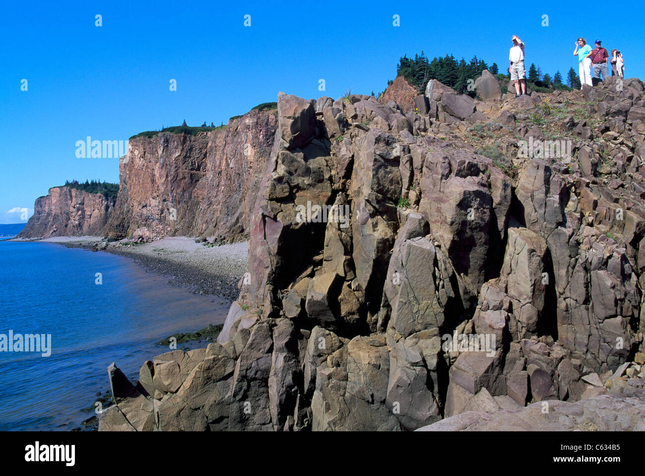 Capo d'Or, Nova Scotia, Canada - scogliere di basalto lungo le coste della Baia di Fundy Foto Stock