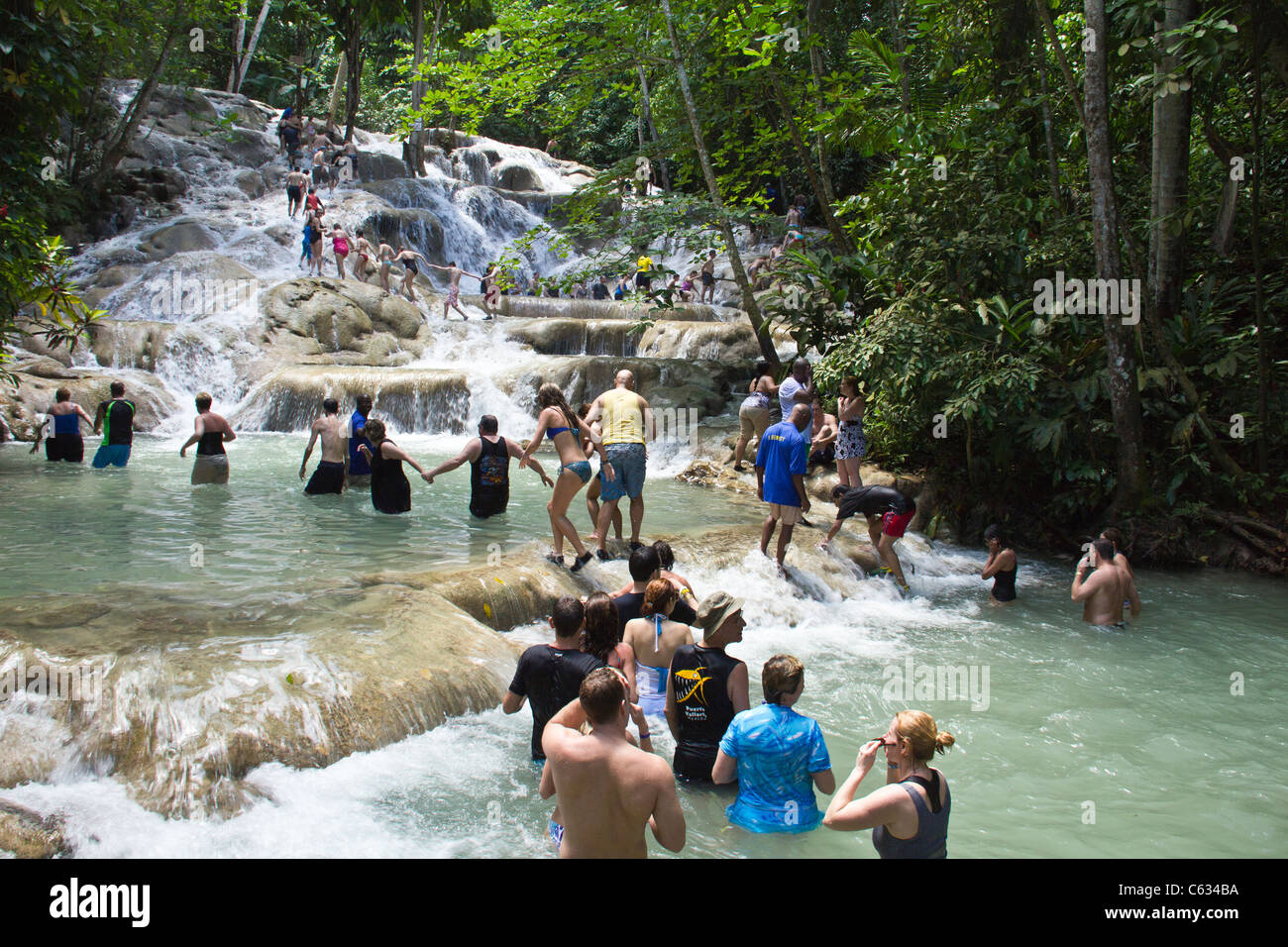 Dunns Falls in Ocho Rio, Giamaica Foto Stock