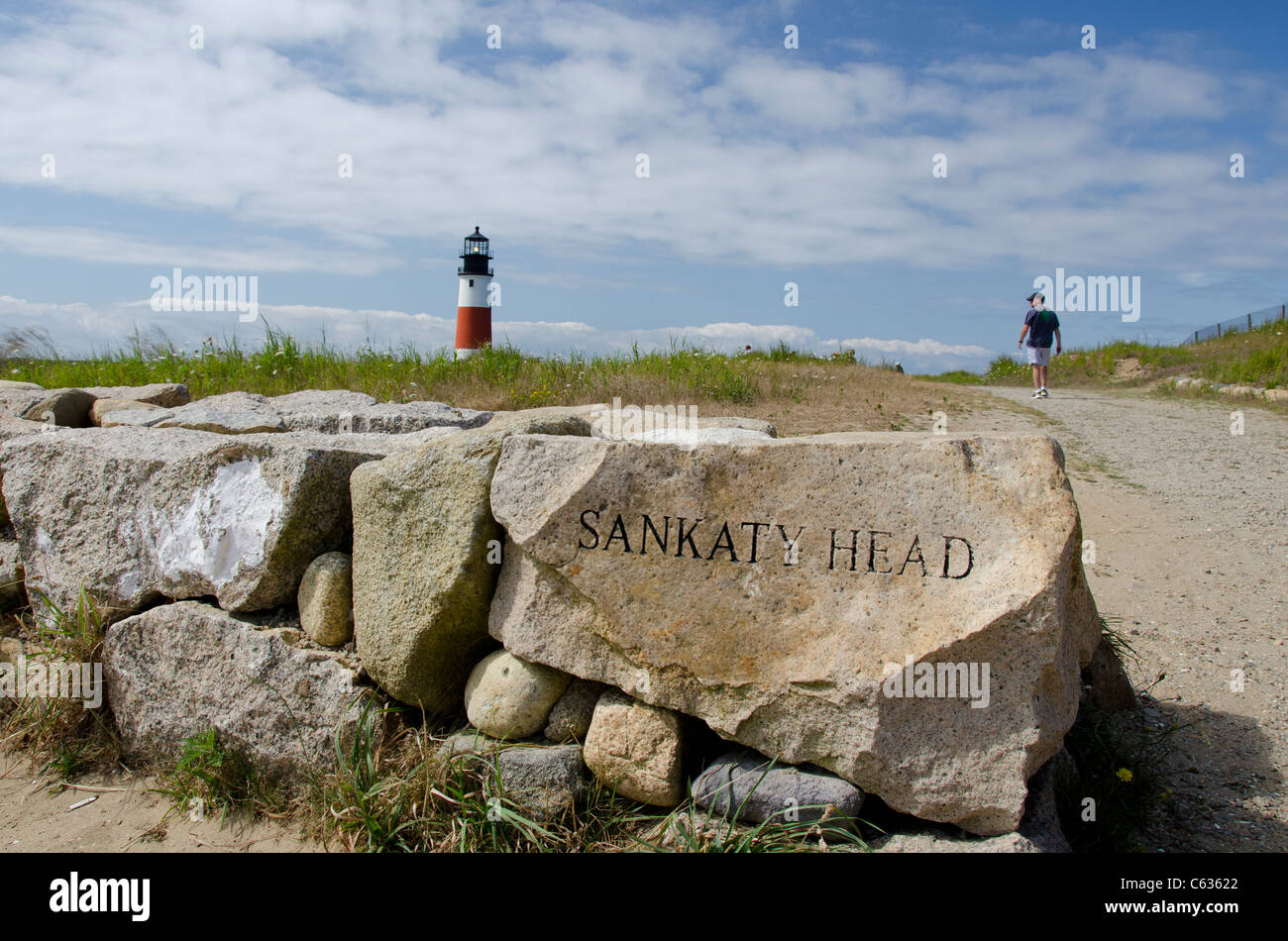 Massachusetts, Nantucket. Testa Sankaty, Sankaty faro, est. 1850. Foto Stock