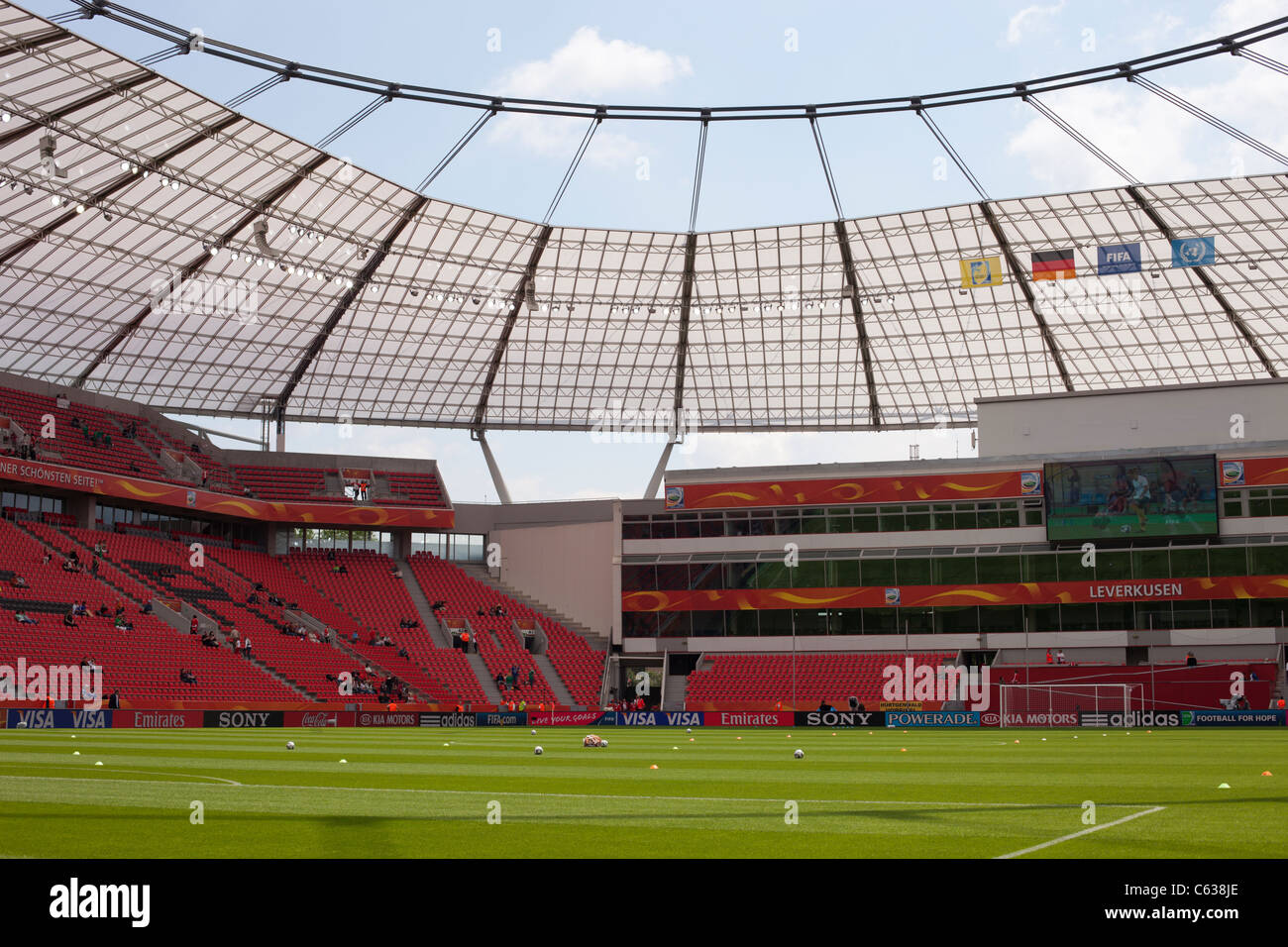 FIFA Coppa del Mondo Donne Stadium di Leverkusen, Germania davanti a una Coppa del Mondo Donne match tra il Giappone e il Messico il 1 luglio 2011. Foto Stock