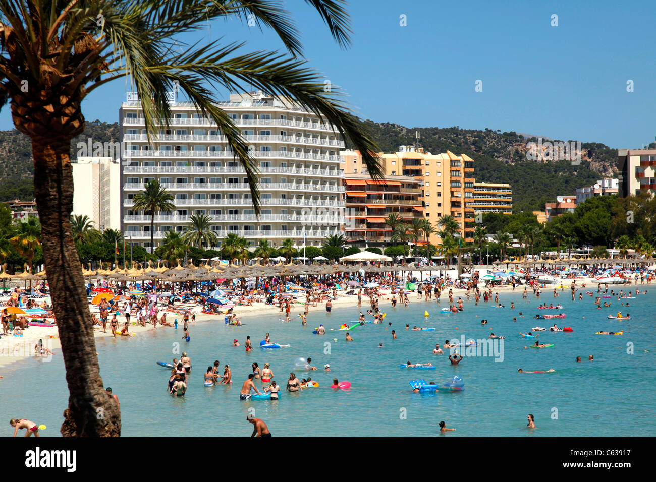Spiaggia Magalluf, Palma Nova , Maiorca, SPAGNA Foto Stock