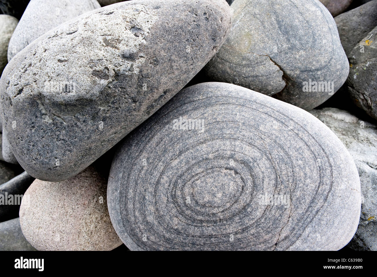 Close-up di massi sulla riva Fair Isle Shetland Arcipelago subartiche Scozia UK Europa Foto Stock