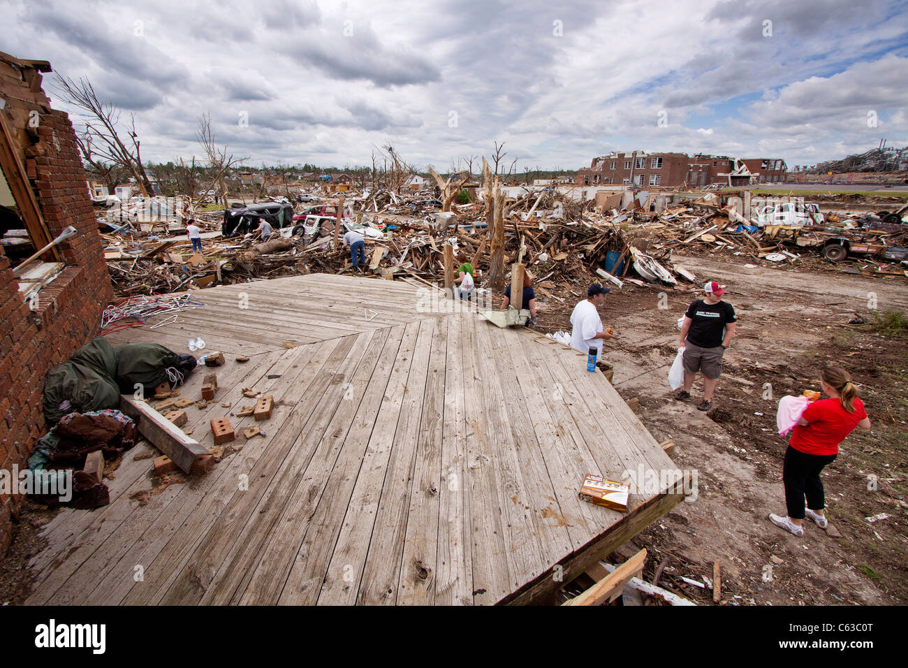 Una casa distrutta da un tornado a Joplin, Missouri, 25 maggio 2011. Foto Stock