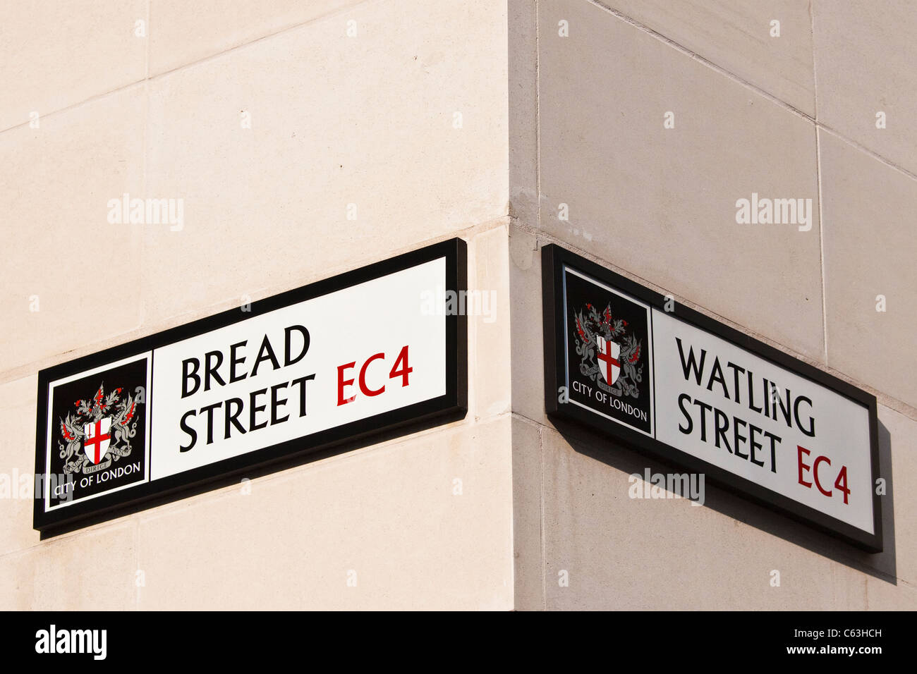 Watling Street & Bread street CE4 strada segno Foto Stock