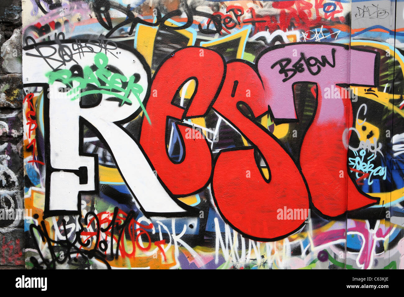 Graffiti in Windmill Lane Dublin Foto Stock