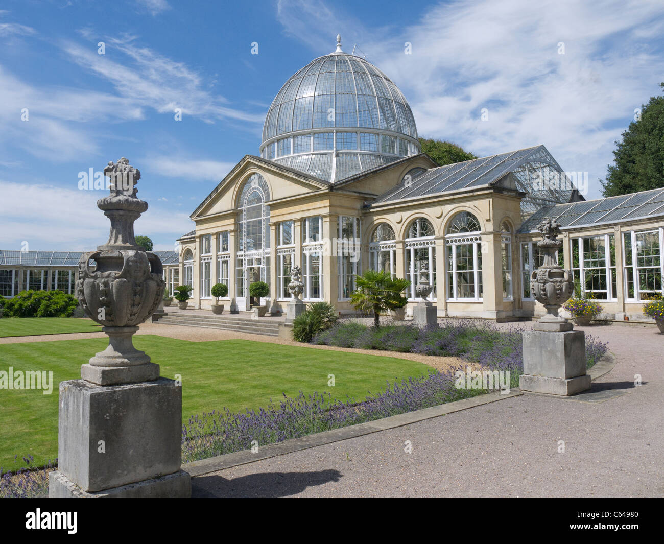 Esterno del grande conservatorio a Syon Park costruito da Charles Fowler nel 1826 Foto Stock