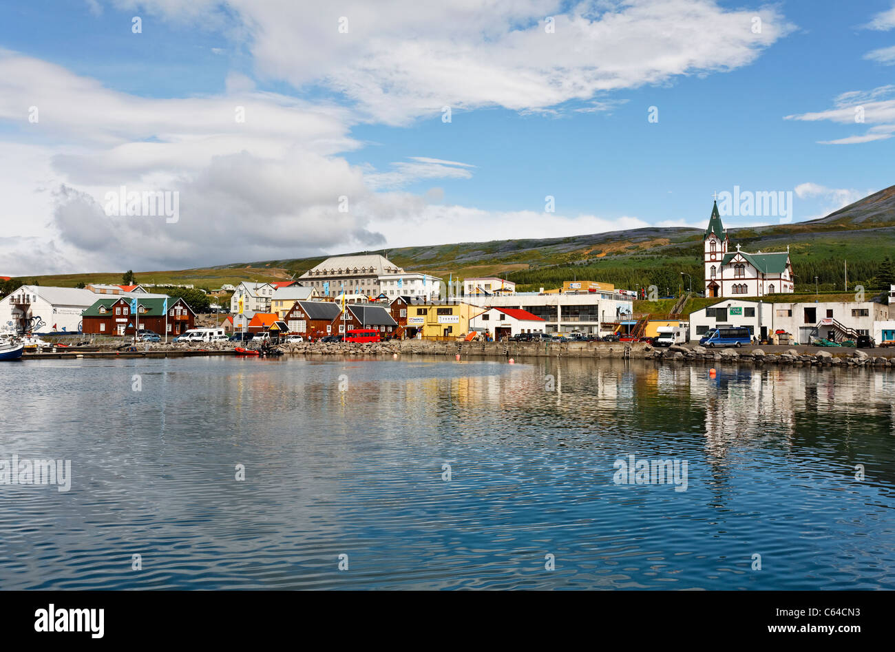 Il porto, Husavik, Islanda Foto Stock