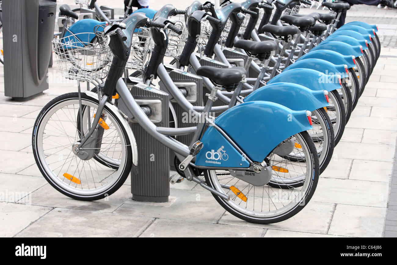 Noleggio di biciclette in Dublino Irlanda Foto Stock