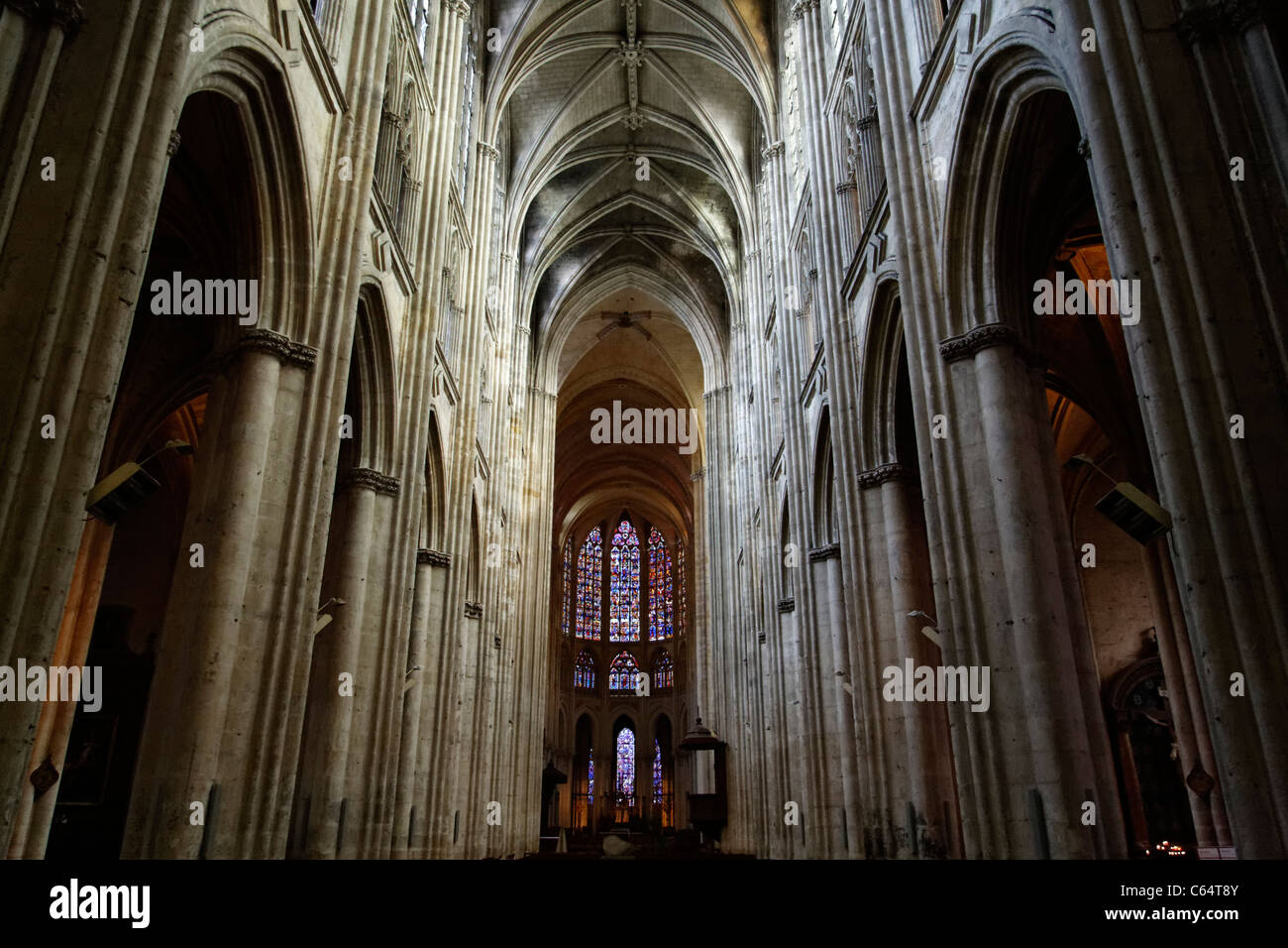 La cattedrale Saint-Gatien, la navata e il coro, città : Tours (Indre et Loire, Francia). Foto Stock