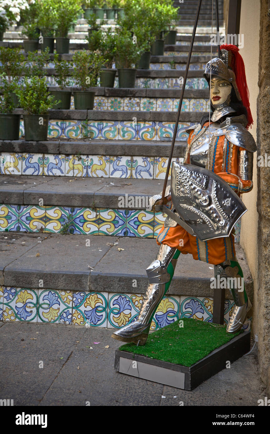 Museo della Ceramica e burattini in scale di Caltagirone, Sicilia, costa mediterranea, Italia, Europa, UE Foto Stock