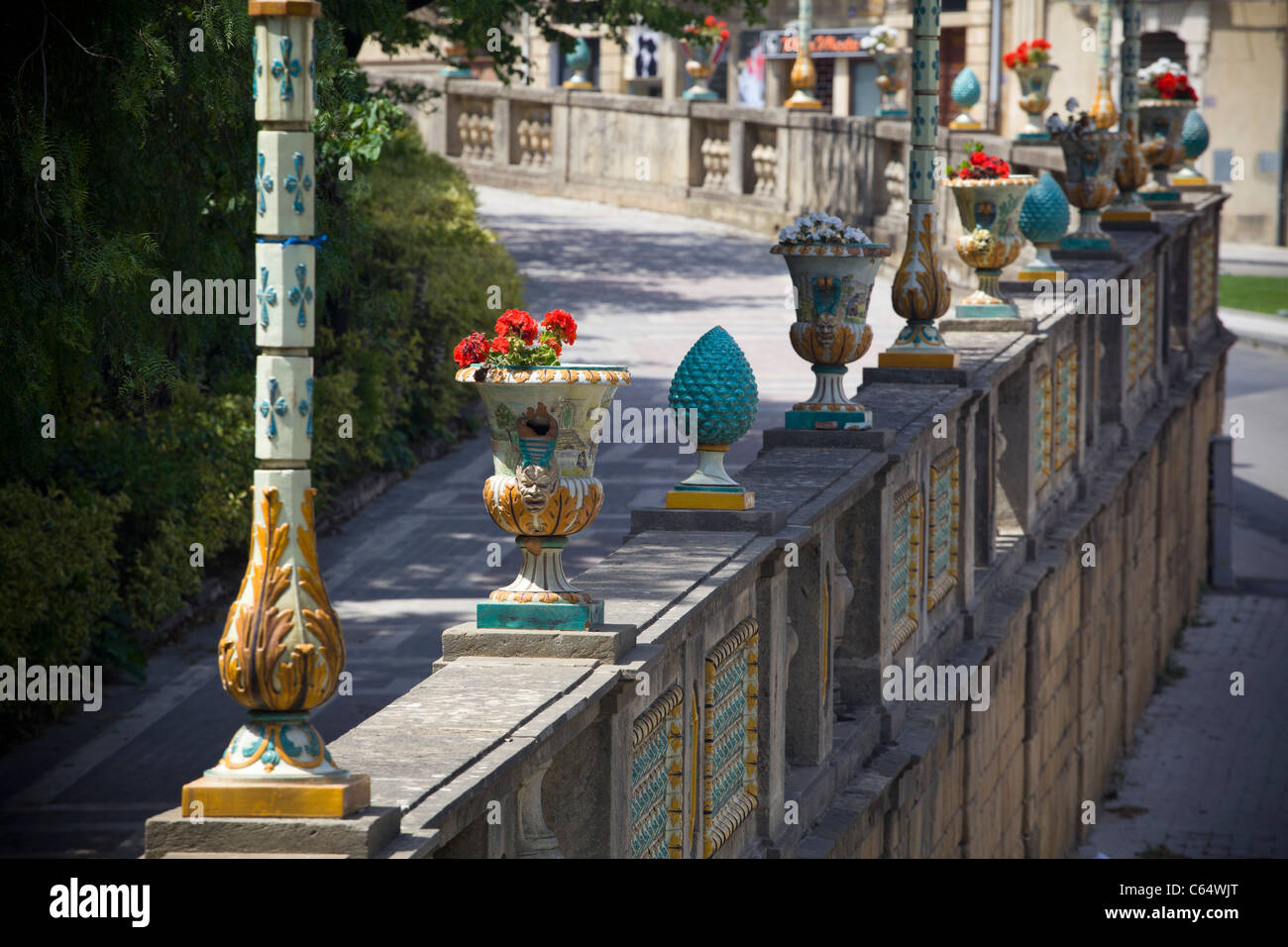 Parco dettagli parete a Caltagirone, Sicilia, costa mediterranea, Italia, Europa, UE Foto Stock