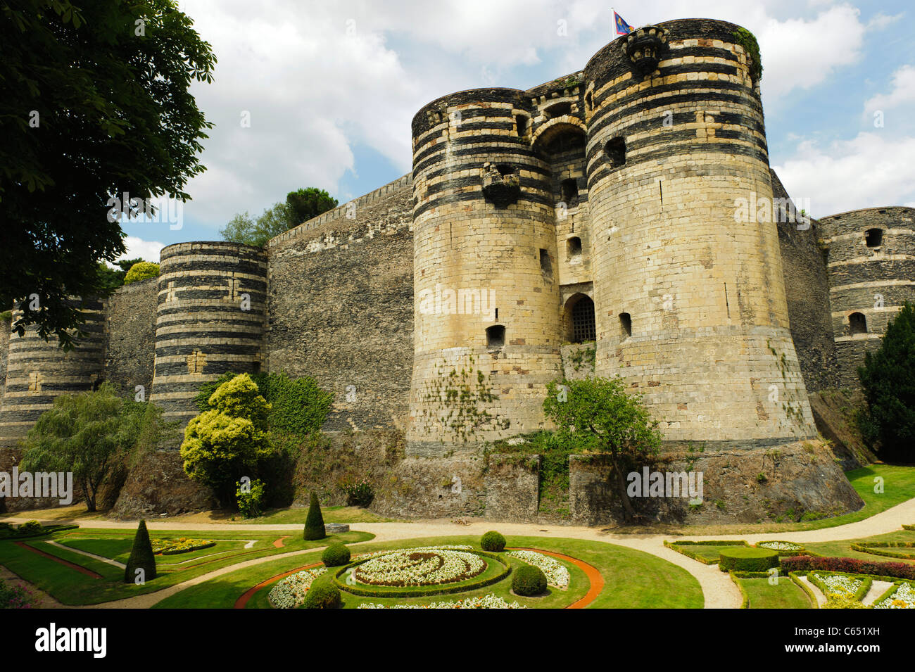 Il Castello di Angers e pareti Foto Stock