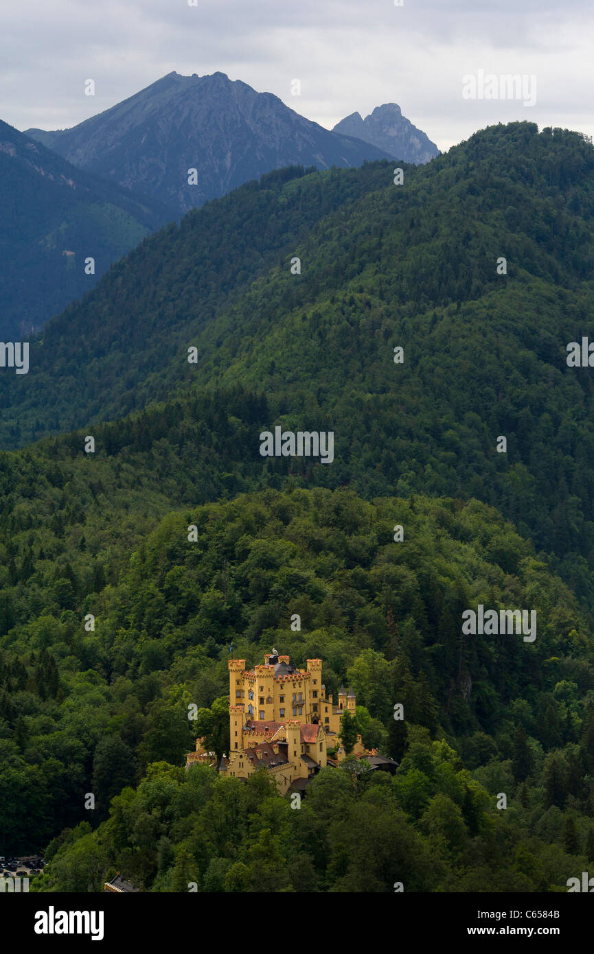 Vista del Castello di Hohenschwangau dal Castello di Neuschwanstein Foto Stock