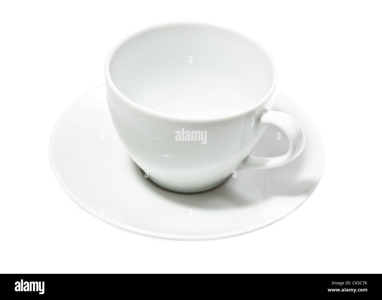 White tazza vuota isolata su bianco. Foto Stock