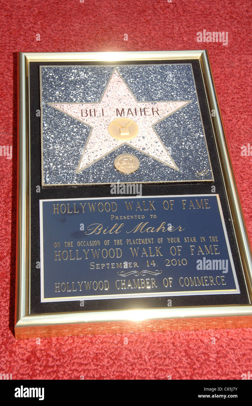 Star placca alla cerimonia di induzione per la stella sulla Hollywood Walk of Fame Cerimonia per Bill Maher, Vine Street, Los Angeles, Foto Stock