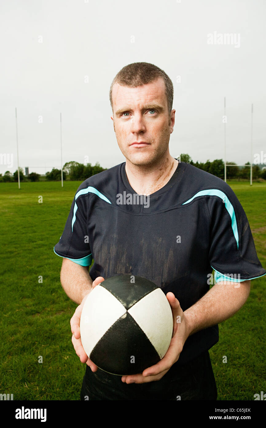 Ritratto di un giocatore di rugby Foto Stock