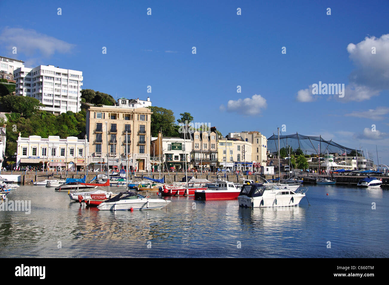 Città e vista sul porto, Torquay, Devon, Inghilterra, Regno Unito Foto Stock