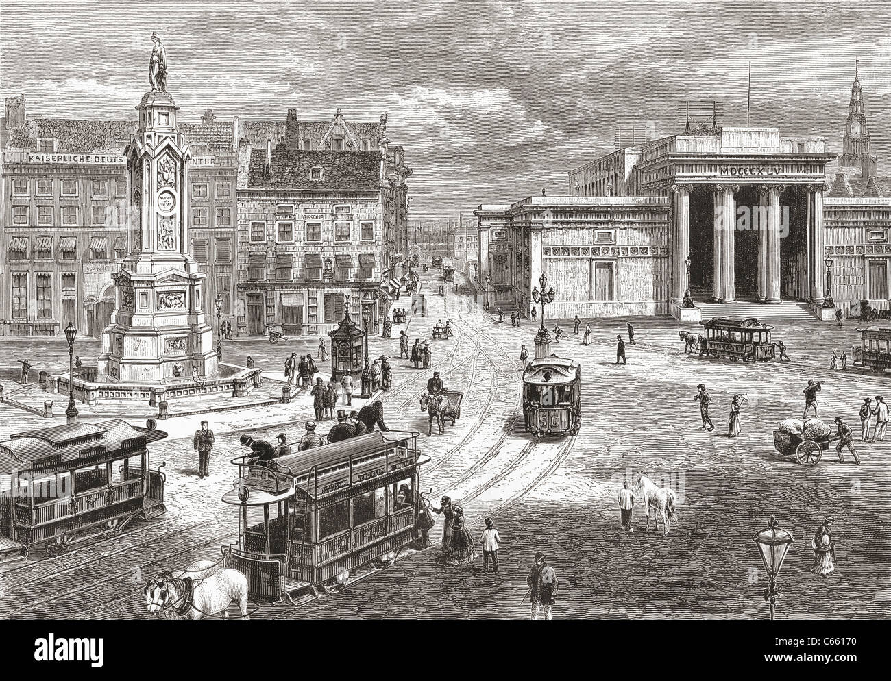 La diga di Amsterdam, Paesi Bassi nel XIX secolo. Da immagini provenienti da Olanda da Richard Lovett, pubblicato 1887. Foto Stock