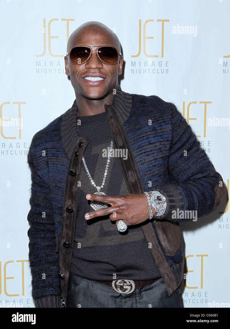 Floyd Mayweather di presenze per Robert Kardashian ventiquattresimo compleanno del JET, il JET Nightclub al Mirage Resort Hotel & Casino, Foto Stock