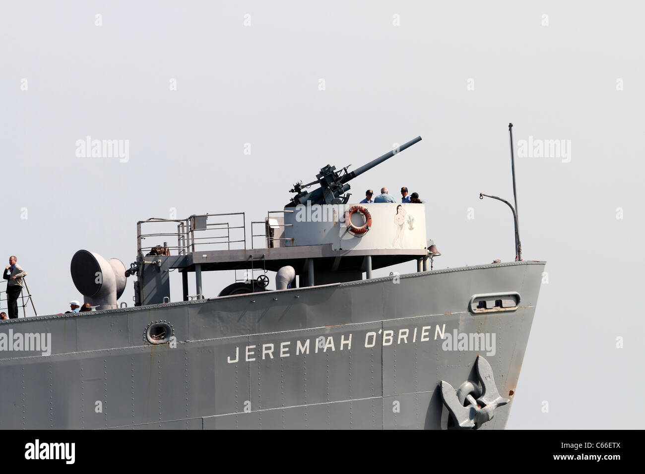 SS Geremia O'Brien visto da - Fisherman's Wharf. Parte anteriore montato da 5 pollici per montaggio a pistola. Ultimo del 2,710 identici MERCANTILE ARMATO Foto Stock