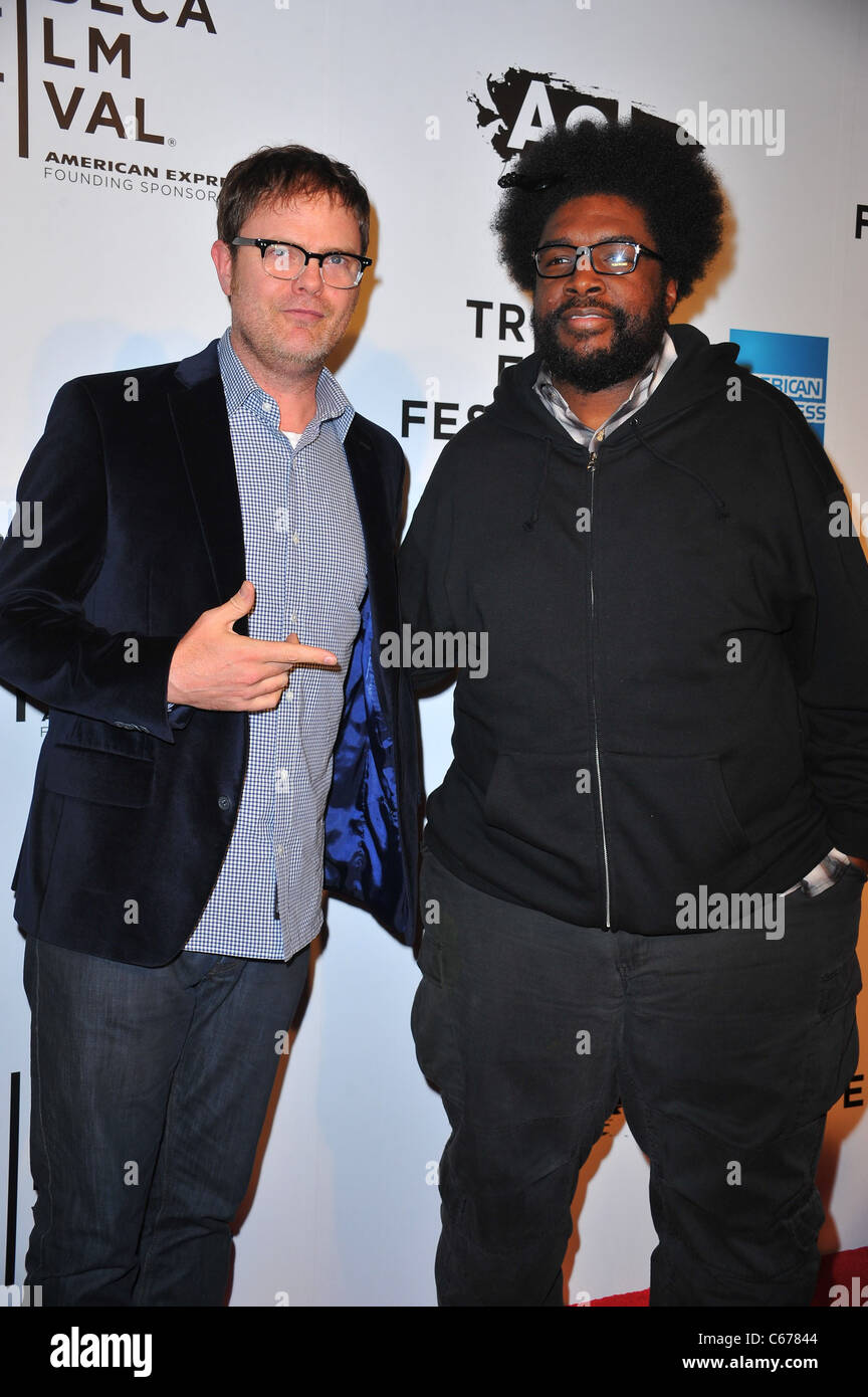 Rainn Wilson, Questlove presso gli arrivi per 2011 Tribeca Film Festival apertura notturna Premiere dell' Unione Il giardino invernale presso il World Financial Plaza, New York, NY Aprile 20, 2011. Foto di: Gregorio T. Binuya/Everett Collection Foto Stock