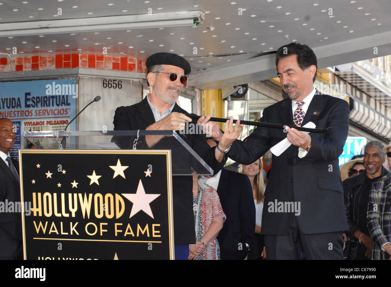 David Mamet, Joe Mantegna alla cerimonia di induzione per la stella sulla Hollywood Walk of Fame Cerimonia per Joe Mantegna, Hollywood Foto Stock
