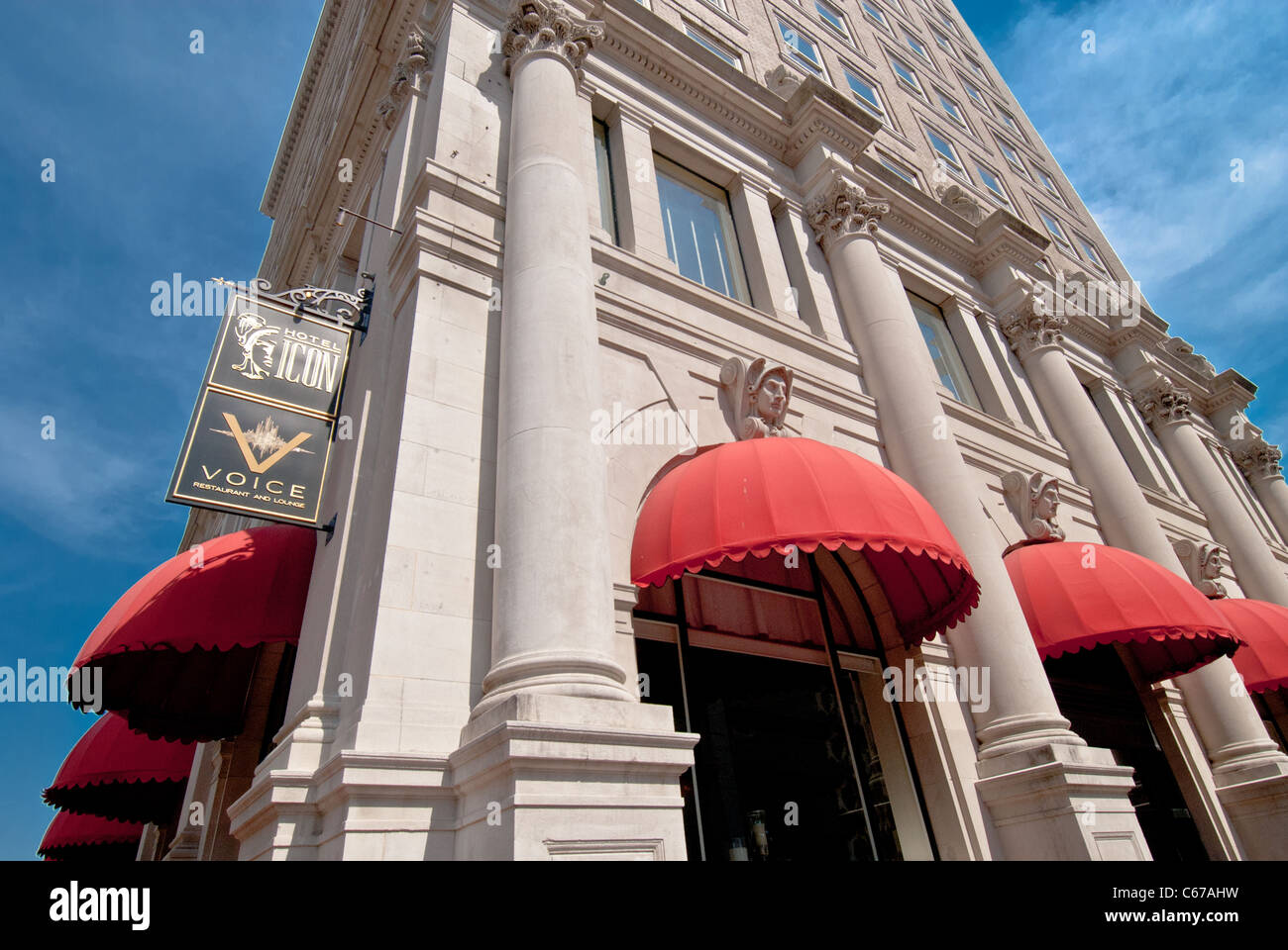 Icona hotel, downtown hotel di lusso ospitato in un ex edificio della banca a Houston, Texas Foto Stock