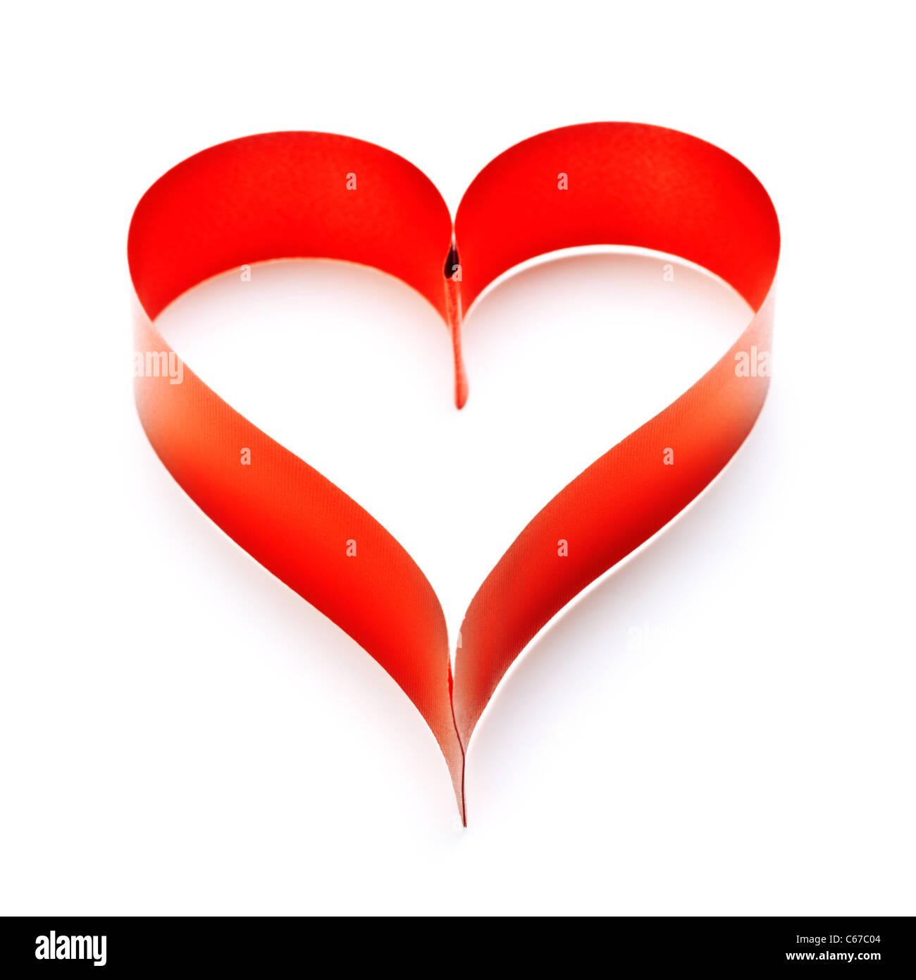 A forma di cuore simbolo nastro isolato su bianco Foto Stock