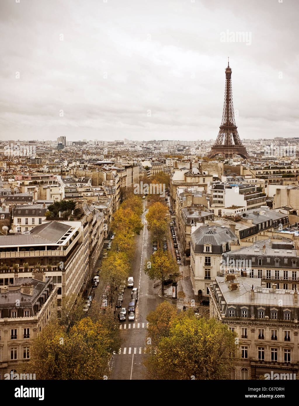 Lo skyline di Parigi con la Torre Eiffel. Foto Stock