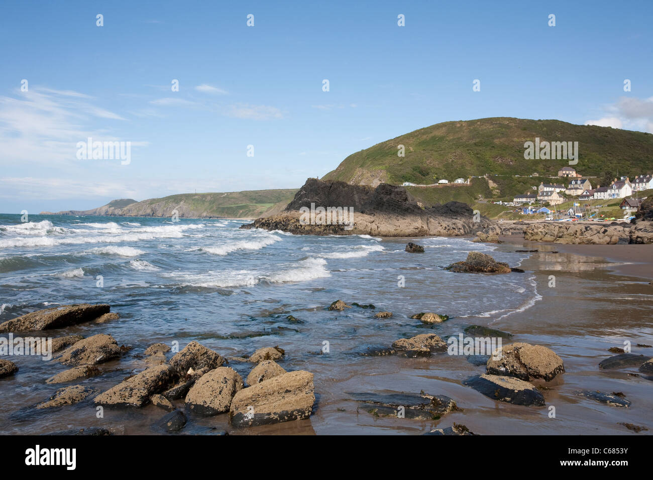 Tresaith, villaggio costiero nella contea gallese di Ceredigion, West Wales. Foto:Jeff Gilbert Foto Stock