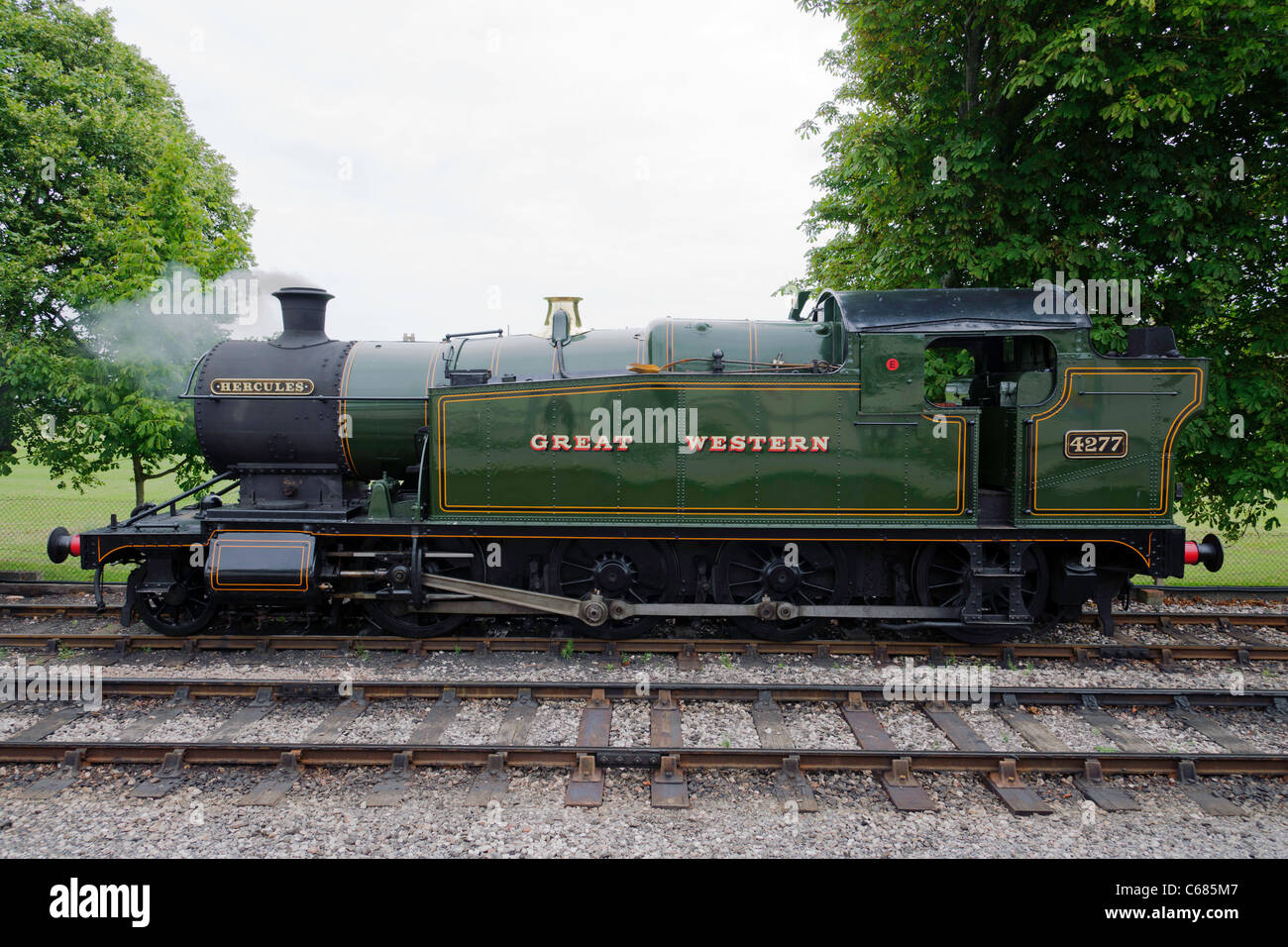 Great Western Railway locomotiva a vapore 4277 Hercules Paignton stazione South Devon Regno Unito Foto Stock