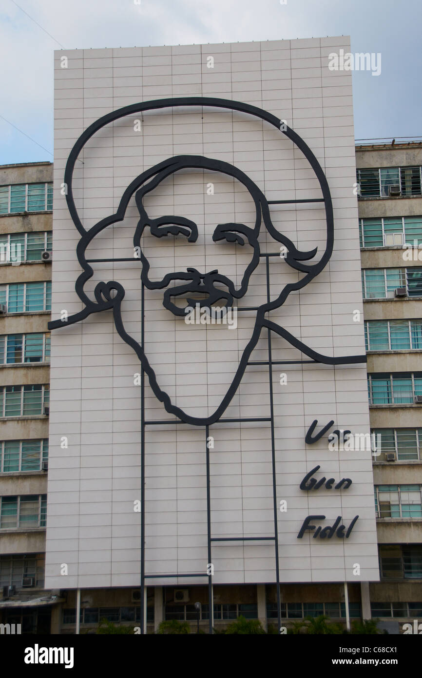 Fidel Castro scultura in Piazza della Rivoluzione di Havana Cuba Foto Stock