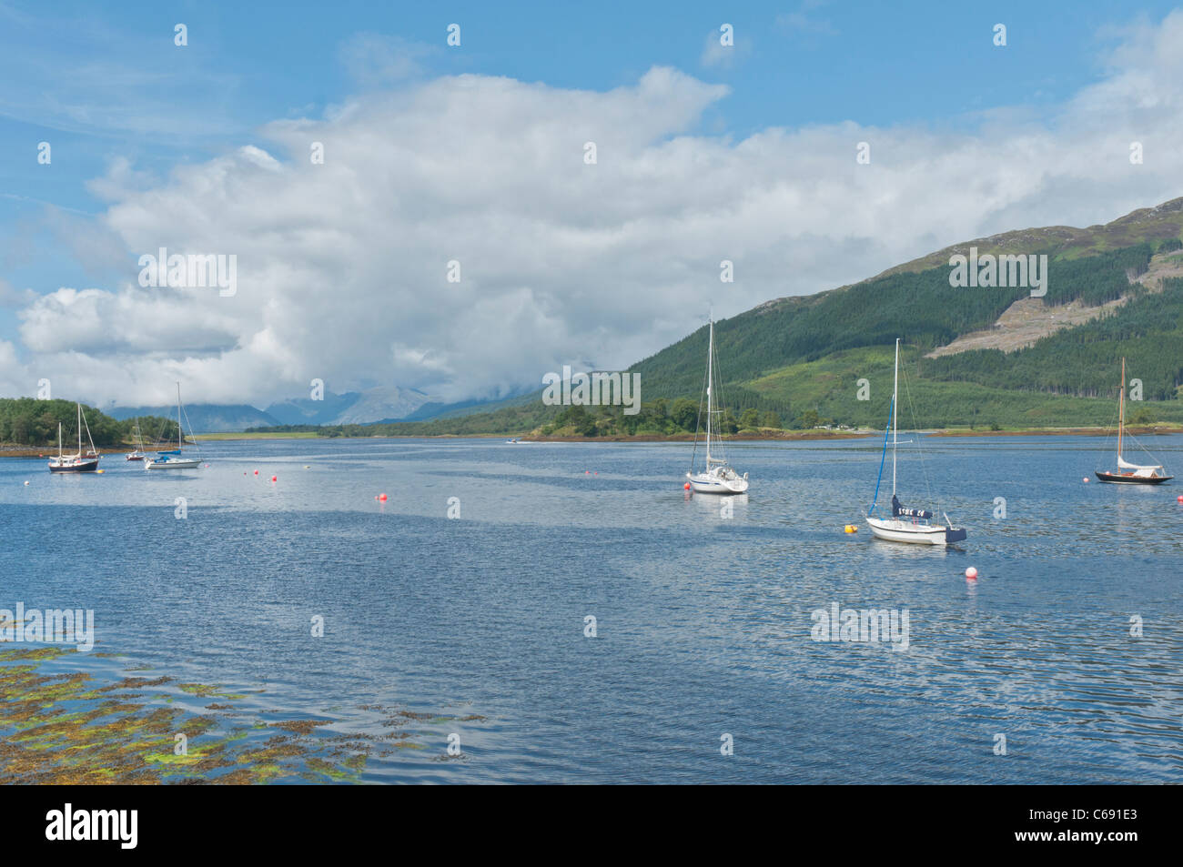 Yacht sul Loch Leven a Ballachulish Highland Scozia Scotland Foto Stock