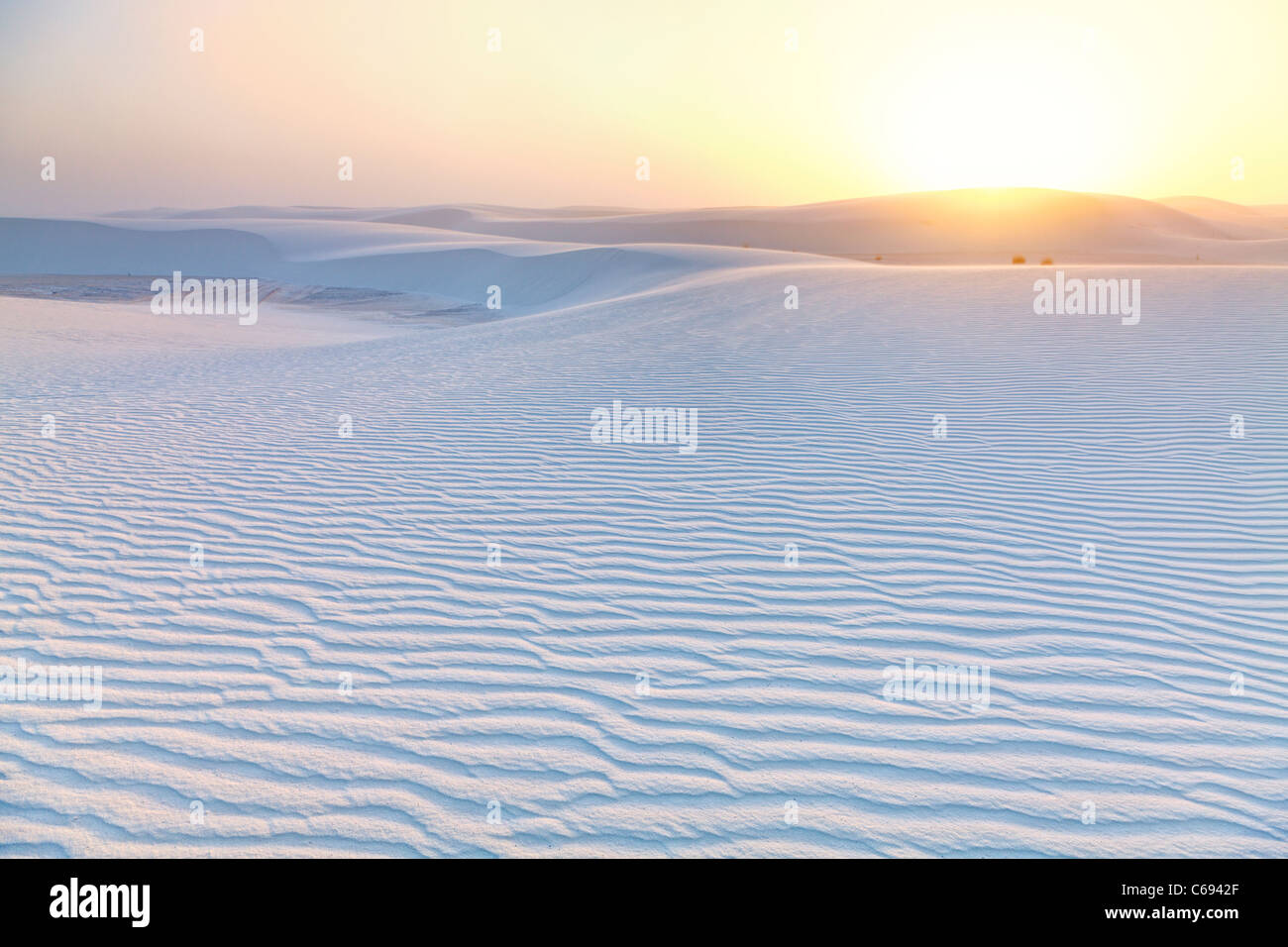 Tramonto al White Sands National Monument Foto Stock