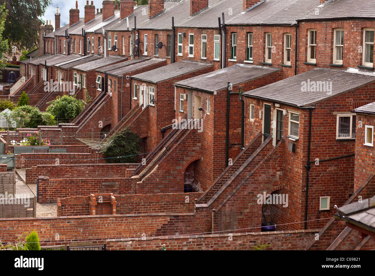 Red case di mattoni a Lincoln, Lincolnshire, Regno Unito, Europa Foto Stock