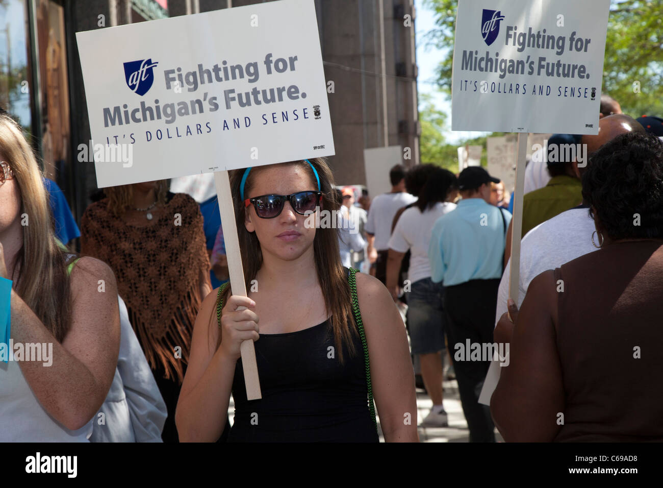 La protesta degli insegnanti taglio dei salari Foto Stock
