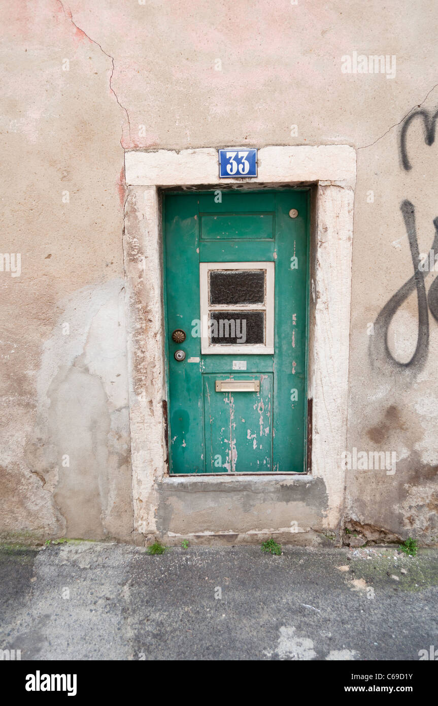 La vecchia porta a Lisbona, Portogallo Foto Stock