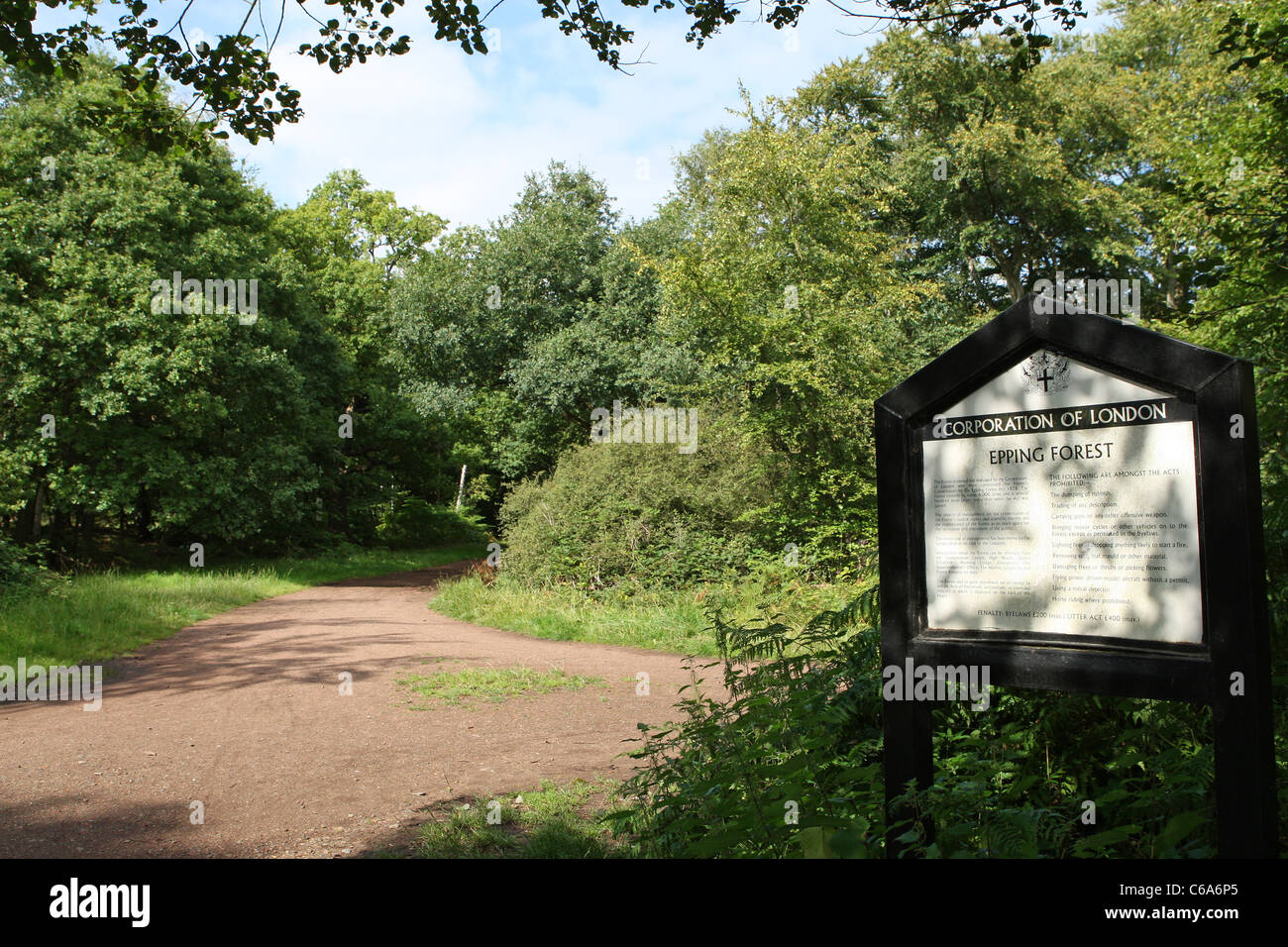 Corporation of London Sign, Epping Forest, Essex,. Foto Stock